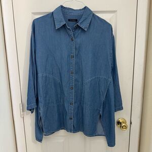 NWOT Stella Carakasi Storyteller Chambray Tunic Size XS 100% Tencel Natural Lux